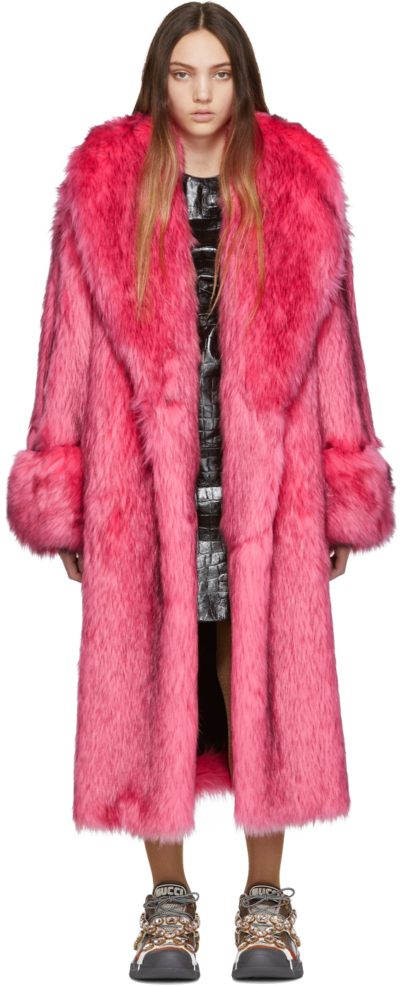 Gicci pink faux fur oversized coat